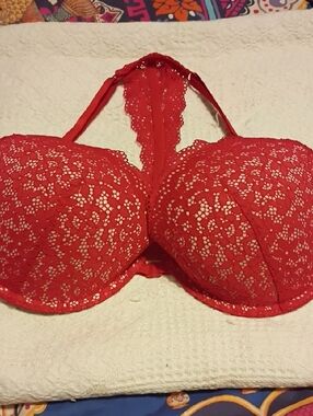 Xhilaration Red Lace Racerback Push-Up Bra